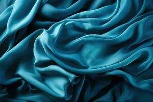 Abstract blue background with folded textile ruffle. Generative AI photo