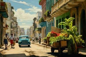 Fruits on a street in Havana, Cuba. Generative AI photo