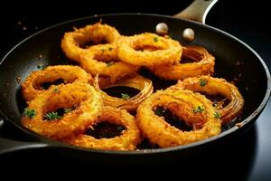 Crispy onion rings. Generative AI photo