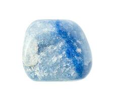 tumbled blue agate quartz gem stone isolated photo