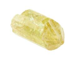 ingle yellow crystal of Apatite isolated on white photo