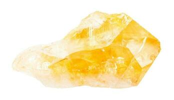 rough citrine yellow quartz crystal isolated photo