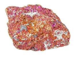 unpolished red Chalcopyrite rock isolated on white photo