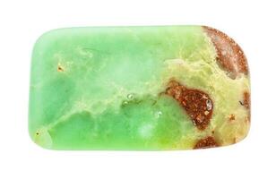 polished Chrysoprase gem stone isolated on white photo