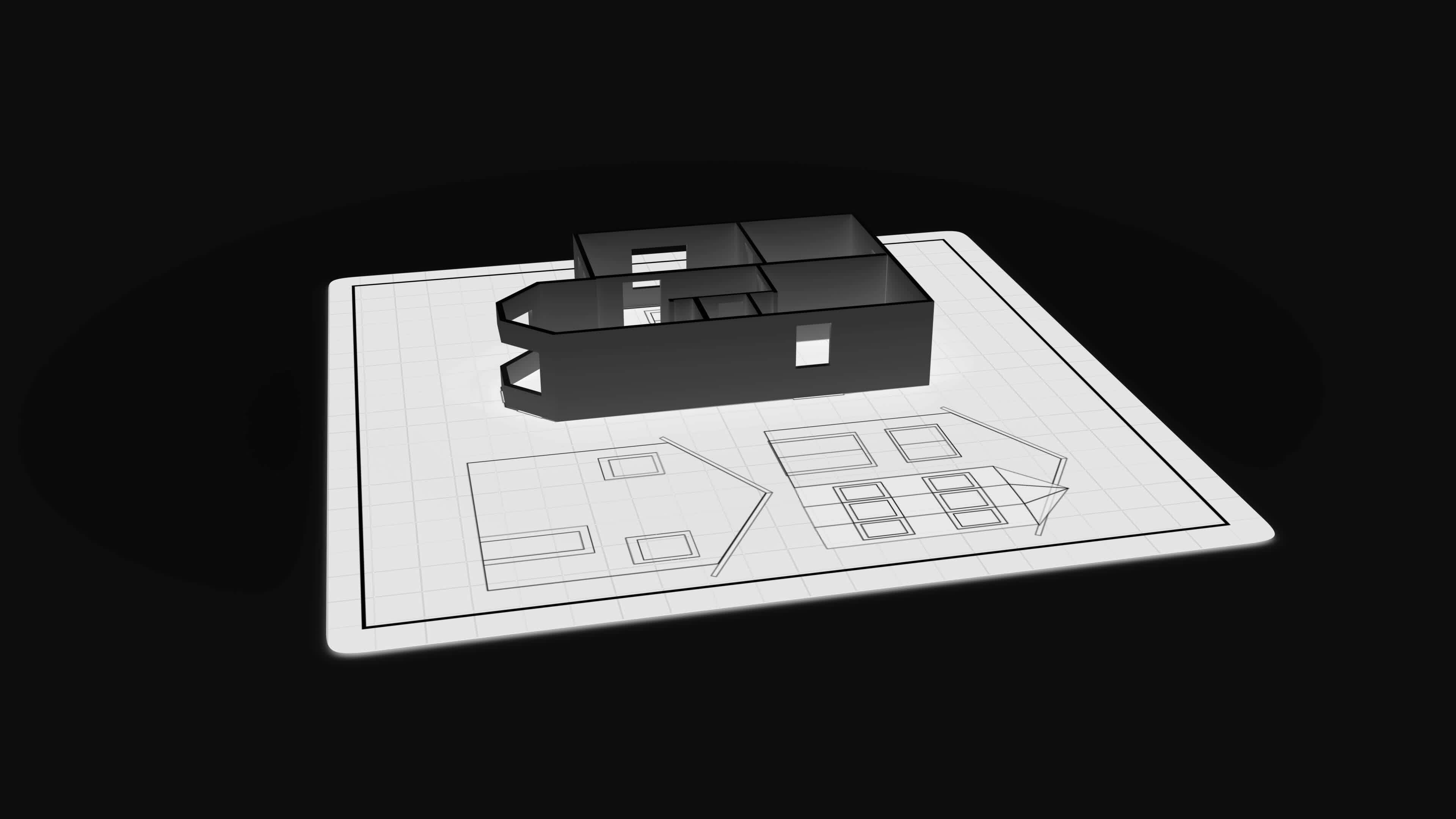 A Blueprint Of A House Plan Building On A White Background 26443664 