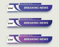 set  tv news bar. bars newspaper. social media bars. Television broadcast media title banner. title bar vector