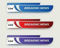 set  tv news bar. bars newspaper. social media bars. Television broadcast media title banner. title bar vector