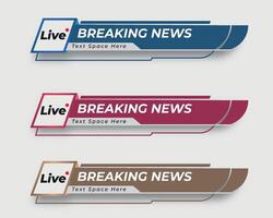 set  tv news bar. bars newspaper. social media bars. Television broadcast media title banner. title bar vector