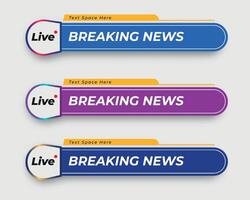 set  tv news bar. bars newspaper. social media bars. Television broadcast media title banner. title bar vector