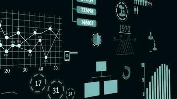 Business profits data information background with various graphs and diagrams video