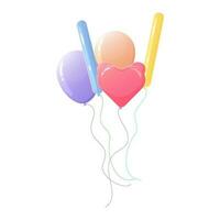 Balloons of different shapes. round, heart, long vector