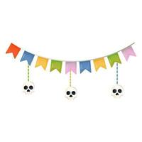 bunting garland with skull flags on white isolated vector