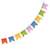 bunting garland flags on white isolated background vector