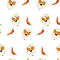 saint death day pattern sugar skull and chilli vector