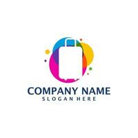 Colorful Suitcase logo design vector. Suitcase logo design template concept vector
