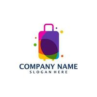 Colorful Suitcase logo design vector. Suitcase logo design template concept vector