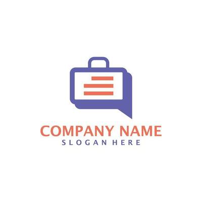 Suitcase with Chat logo design vector. Suitcase logo design template concept