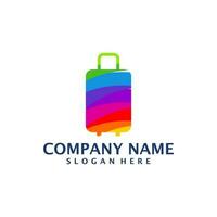 Colorful Suitcase logo design vector. Suitcase logo design template concept vector