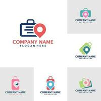 Set of Suitcase with Point logo design vector. Suitcase logo design template concept vector