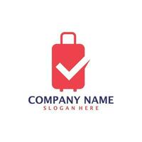 Suitcase with Check logo design vector. Suitcase logo design template concept vector