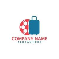 Suitcase with Football logo design vector. Suitcase logo design template concept vector