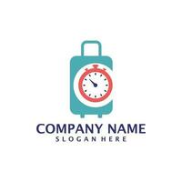 Suitcase with Time logo design vector. Suitcase logo design template concept vector