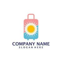 Sun Suitcase logo design vector. Suitcase logo design template concept vector