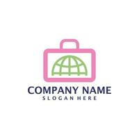 World Suitcase logo design vector. Suitcase logo design template concept vector