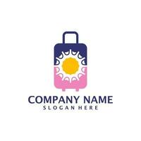 Sun Suitcase logo design vector. Suitcase logo design template concept vector