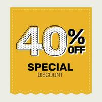 40 Percent OFF. Super Discount. Discount Promotion Special Offer.  Banner Discount. Yellow Square Banner Template. vector