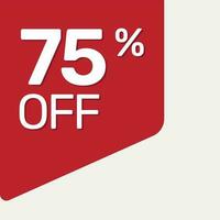 red tag 75 percent off vector flat