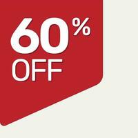 red tag 60 percent off vector flat