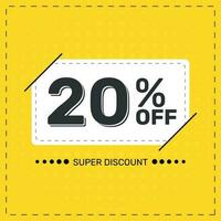 20 Percent OFF. Super Discount. Discount Promotion Special Offer. Discount. Yellow Square Banner Template. vector