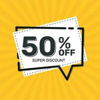 50 Percent OFF. Super Discount. Discount Promotion Special Offer.  Banner Discount. Yellow Square Banner Template. vector