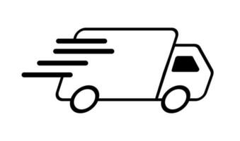 Fast shipping transport line art vector icon for transportation apps and websites