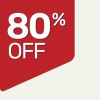 red tag 80 percent off vector flat