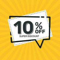 10 Percent OFF. Super Discount. Discount Promotion Special Offer.  Banner Discount. Yellow Square Banner Template. vector