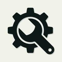 gear and spanner vector icon