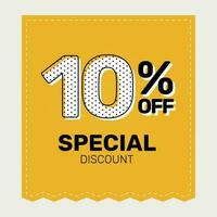 10 Percent OFF. Super Discount. Discount Promotion Special Offer.  Banner Discount. Yellow Square Banner Template. vector