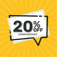 20 Percent OFF. Super Discount. Discount Promotion Special Offer.  Banner Discount. Yellow Square Banner Template. vector