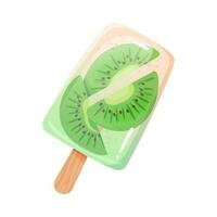 Sweet kiwi ice cream on a white background. vector