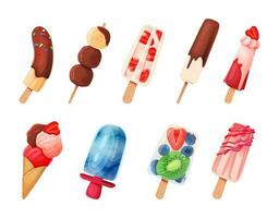 Ice cream collection on a white background. vector