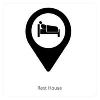 descanso casa y ubicación icono concepto vector