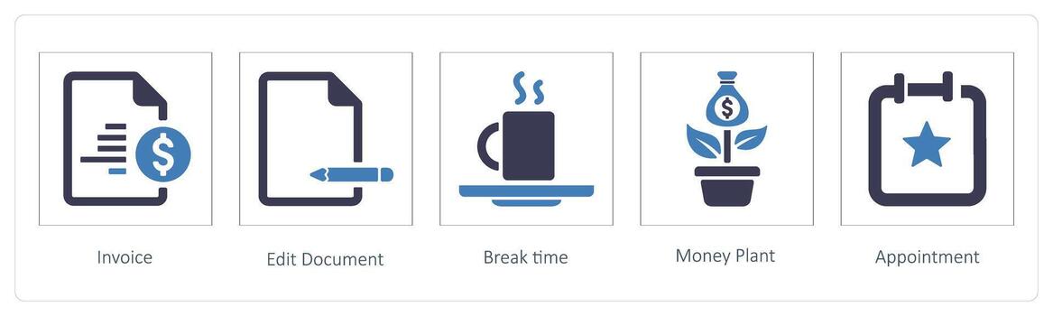 Invoice, Edit Document, Break time vector