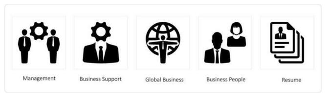 gestión, negocio apoyo y global negocio vector
