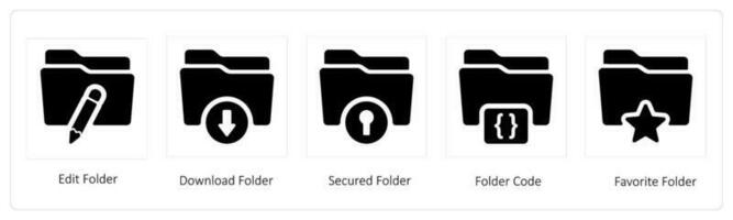 edit, download and secured folder vector