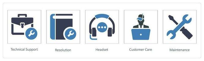 Technical Support, Resolution and Headset vector