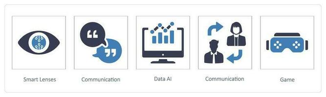 Smart Lenses, communication and Data AI vector