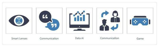inteligente lentes, comunicación y datos ai vector