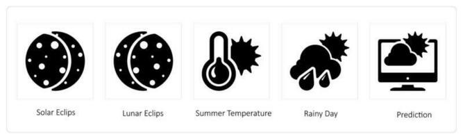 solar eclipse, lunar eclipse and summer temperature vector